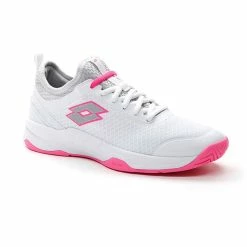 Lotto Mirage 500 All Court (Women's) - All White/Silver Metal/Vivid Fuchsia