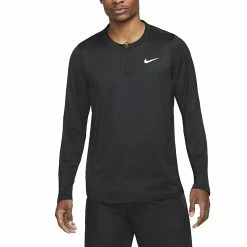 Nike Court Dri-Fit Advantage Half-Zip Top (Men's) - Black/Black/White