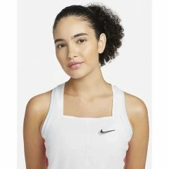 Nike Court Dri-Fit Slam Tank (Women's) - White/Team Orange/Glacier Blue/Black -Cheap Women's Tennis Shoes Store DR6795 100c