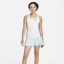 Nike Court Dri-Fit Slam Tank (Women's) - White/Team Orange/Glacier Blue/Black -Cheap Women's Tennis Shoes Store DR6795 100d