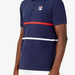 Fila Heritage Tennis Striped Polo (Men's) - Navy/Red/White (Available: Size S) -Cheap Women's Tennis Shoes Store FILA COM XLarge TM036842 412 04 e