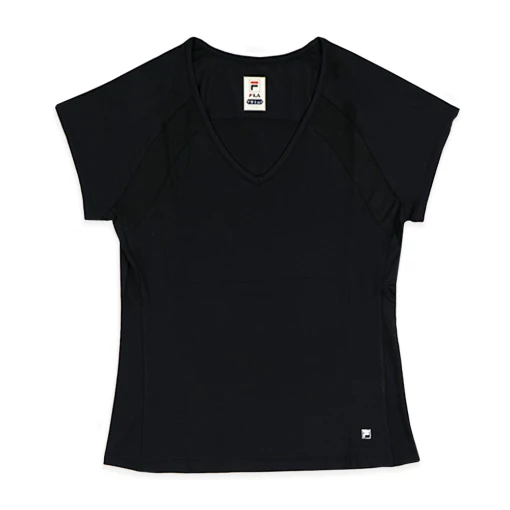 Fila Core Short Sleeve Top (Women's) - Black -Cheap Women's Tennis Shoes Store FilaCoreShortSleeveTop Women s Black