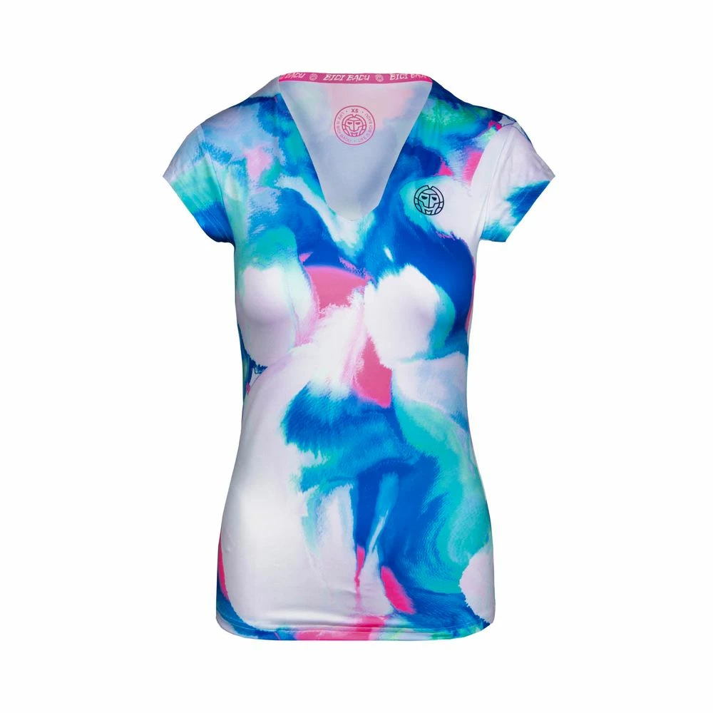 Bidi Badu Bella 2.0 Tech V-Neck Tee (Women's) - Blue/Rose 1 Bidi Badu Bella 2.0 Tech V-Neck Tee (Women's) - Blue/Rose