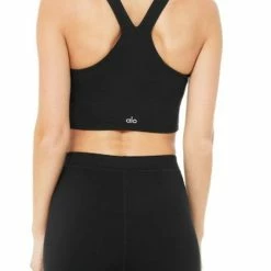 Alo Airbrush Real Bra Tank (Women's) - Black (Available Size: L) -Cheap Women's Tennis Shoes Store W9277R BLACK BACK