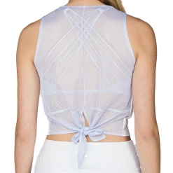 Ace Athletics Ace Mesh Tie Back Tank (Women's) - White/Sky Blue -Cheap Women's Tennis Shoes Store aceathletics 5184